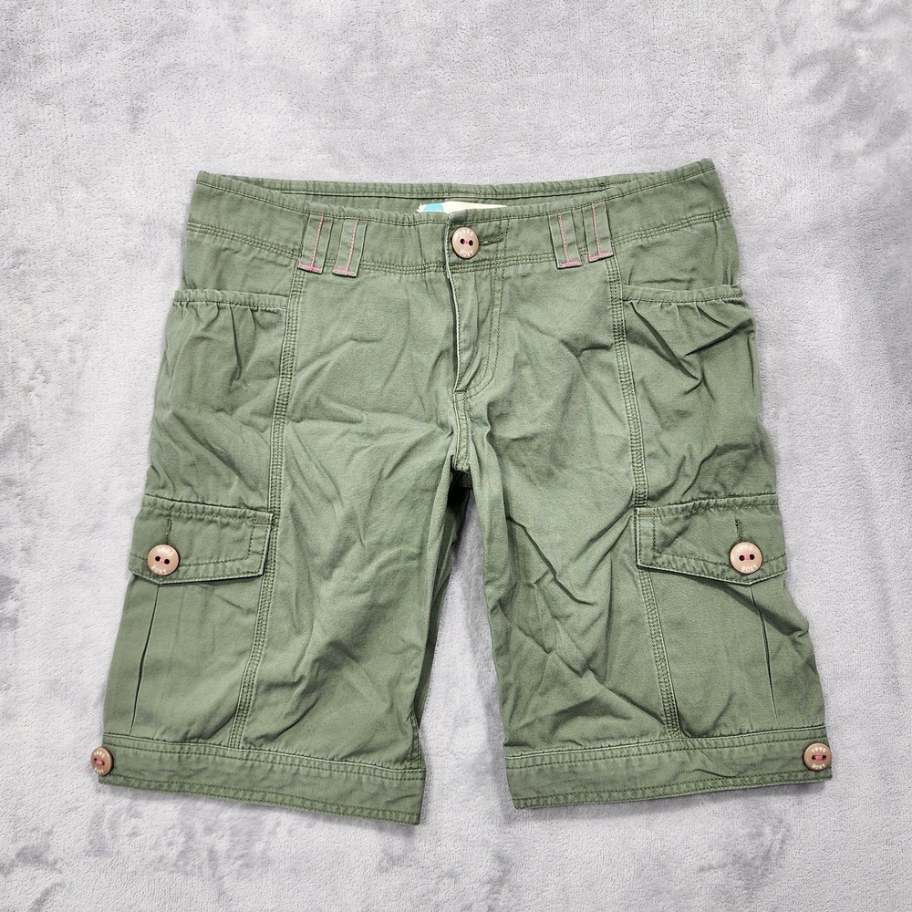 Roxy Shorts Womens‎ 7 Juniors Green Low Rise Cargo Bermuda Casual Summer Beach